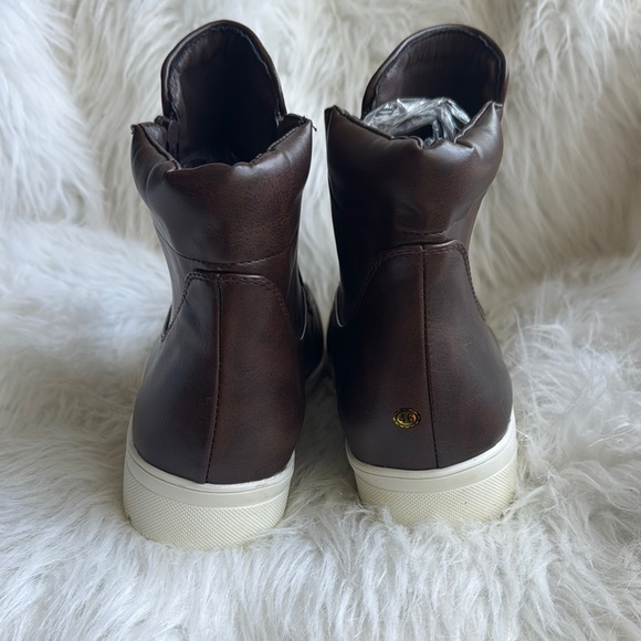 Men’s Brown Crocodile Embossed Leather Look Ankle Boots with Side Zippers Sz 12 - Picture 5 of 6